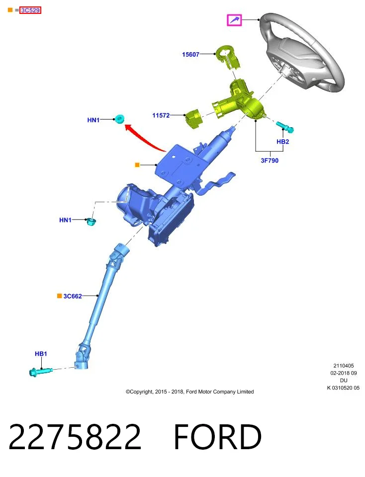 Coluna da direção Ford Ka  UK, FK