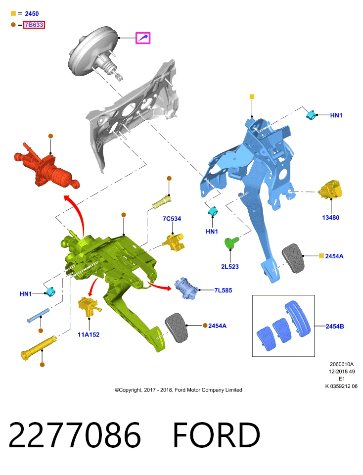  Pedal de embraiagem Ford Puma SUV (J2K, CF7) (2019 - 2026) 