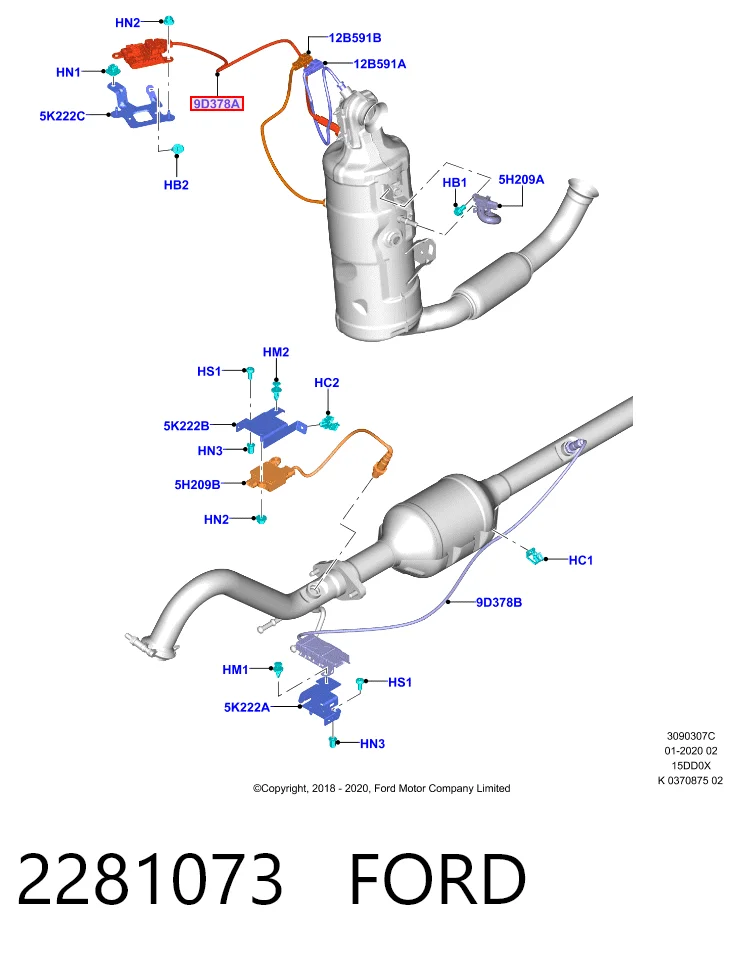 2281073 Ford Sonda lambda, sensor de oxigênio até o catalisador