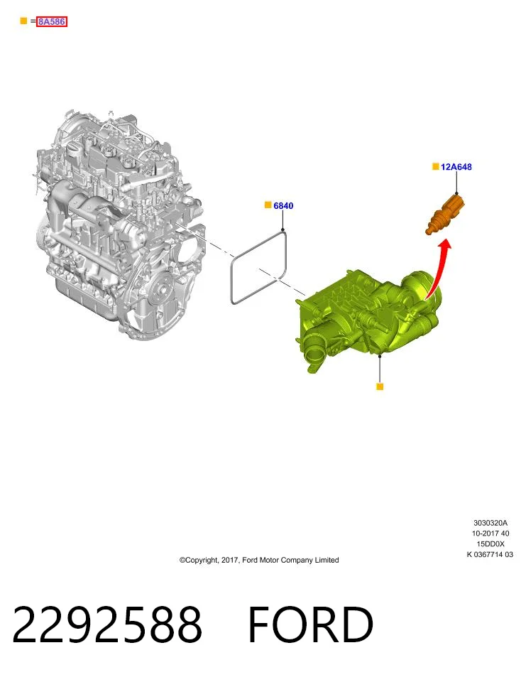 2292588 Ford Caixa do termostato