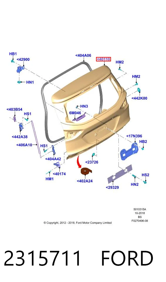  Porta traseira (3ª/5ª porta-malas (tampa de alcapão) Ford Kuga II SUV (CBS) (2012 - 2019) II
