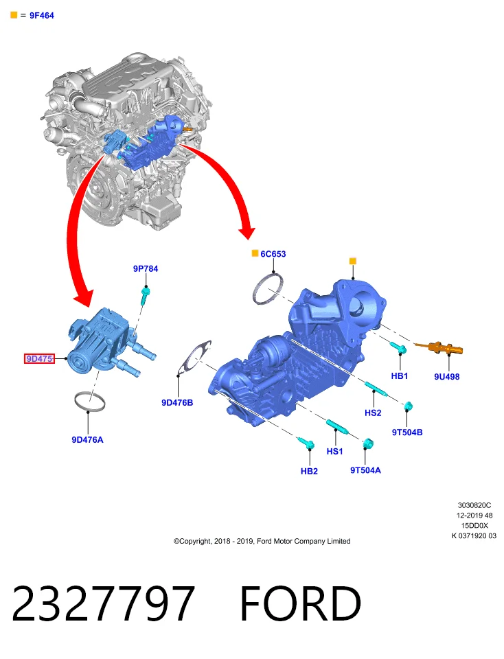 Válvula EGR de recirculação dos gases para Ford Kuga III DFK