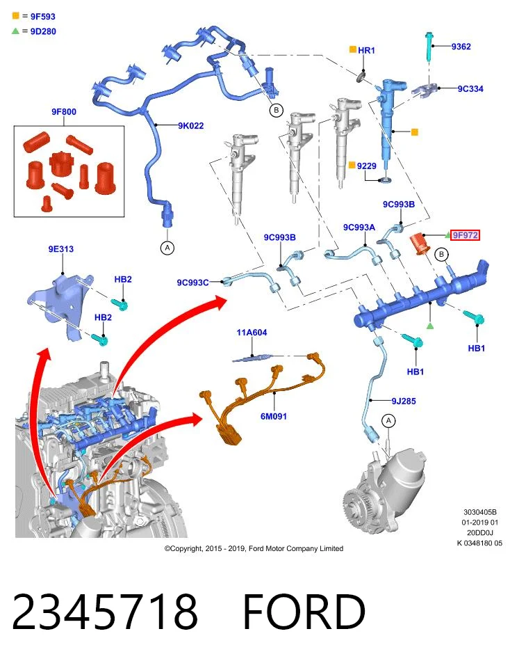 2345718 Ford Sensor de pressão de combustível