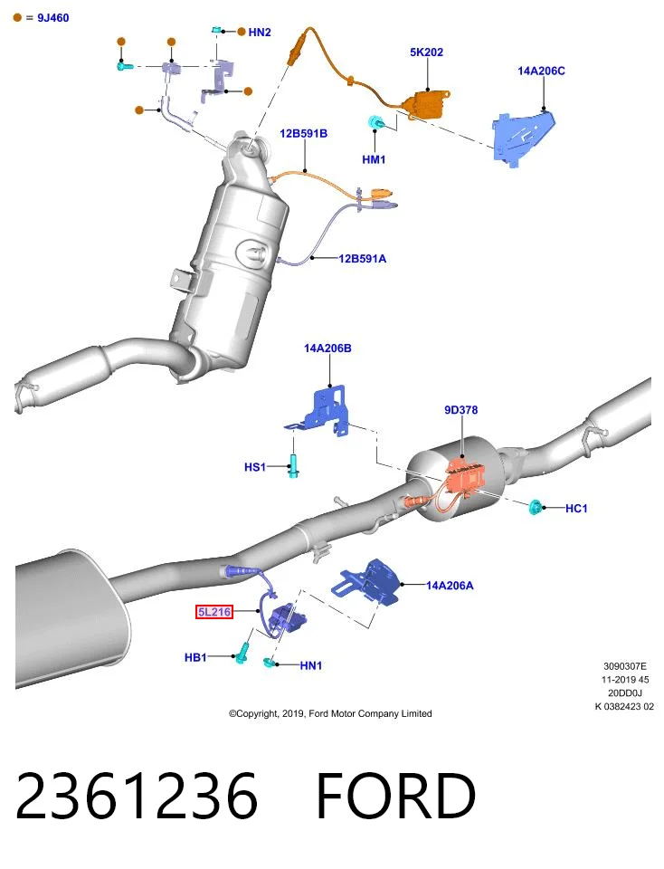 2361236 Ford Sonda lambda, sensor de oxigênio depois de catalisador
