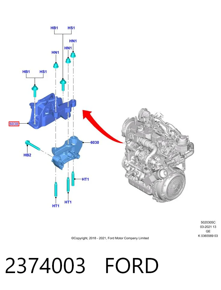 Compre JX616F012DE Ford Coxim (suporte) direito de motor