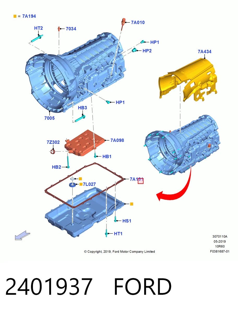 Vedante de panela da Caixa Automática de Mudança/Caixa Mecânica de Mudança para Ford Mustang VI ZG