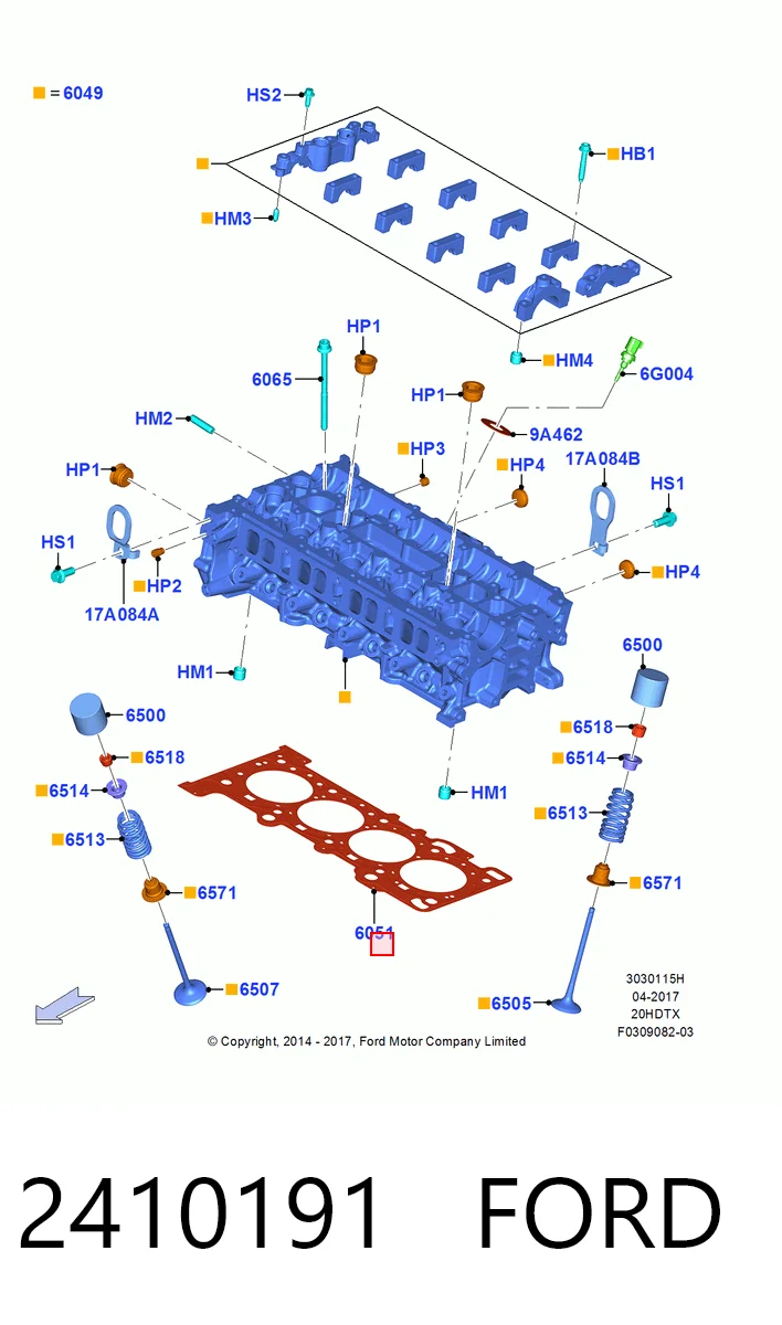 10257700 Ajusa Vedante de cabeça de motor (CBC)
