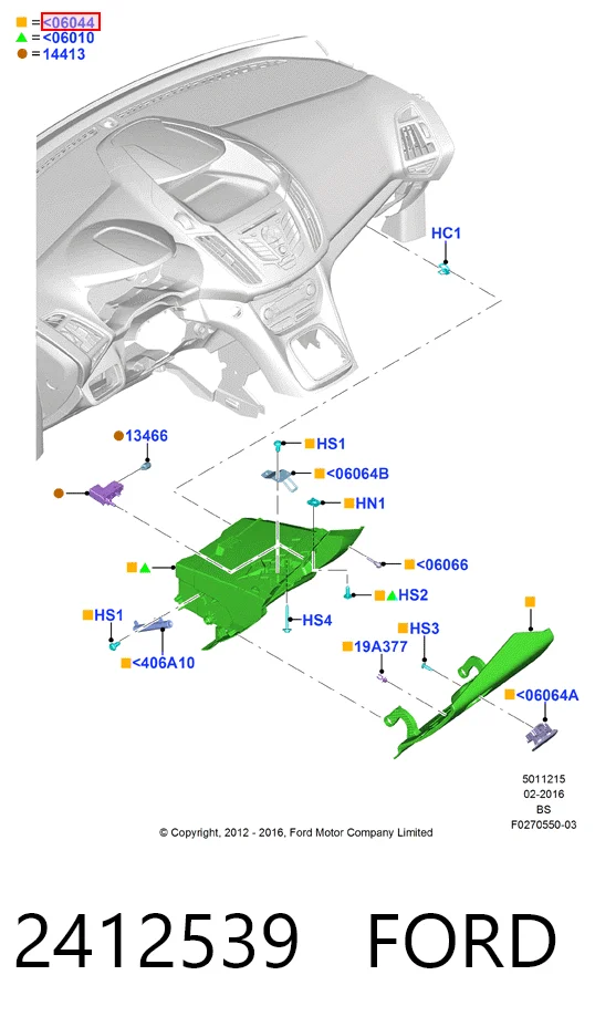 Caixa para porta-luvas (porta-luvas) Ford Kuga II CBS