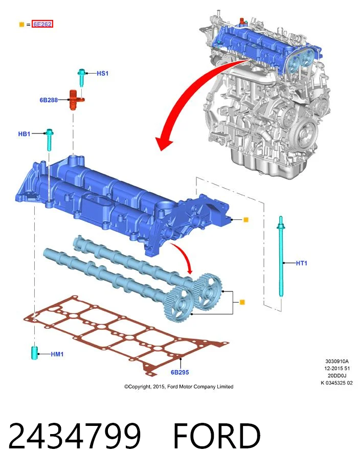 GK2Q6E262CB Ford Cama da árvore distribuidora