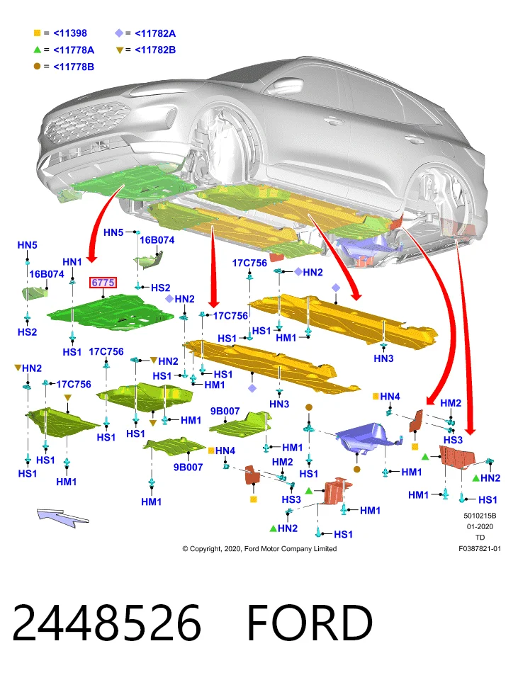 Proteção de motor, de panela (da seção de motor) para Ford Kuga DFK