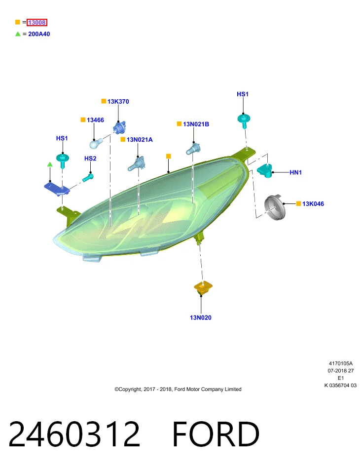 Luz esquerda para Ford Fiesta Mk7 