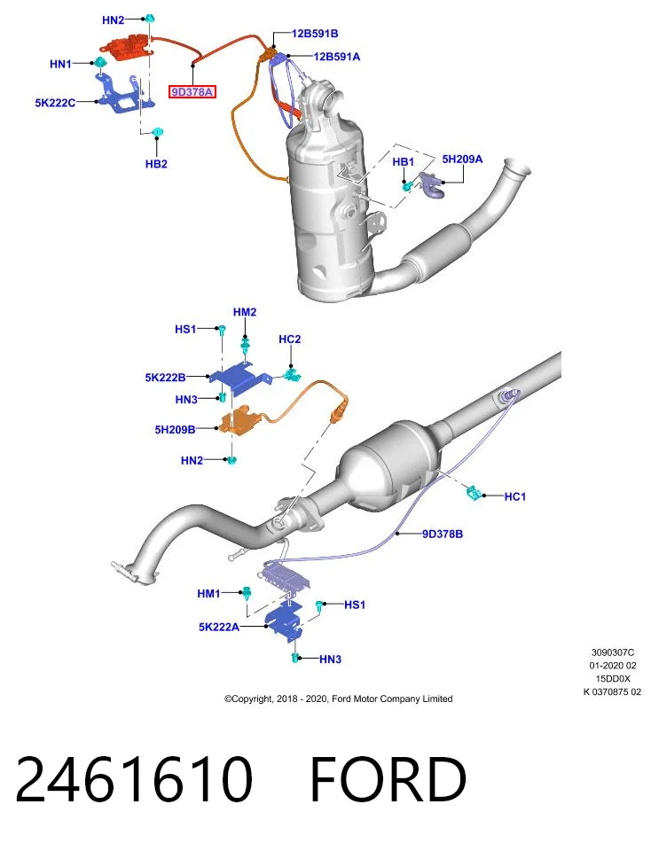 2461610 Ford Sonda lambda, sensor de oxigênio até o catalisador