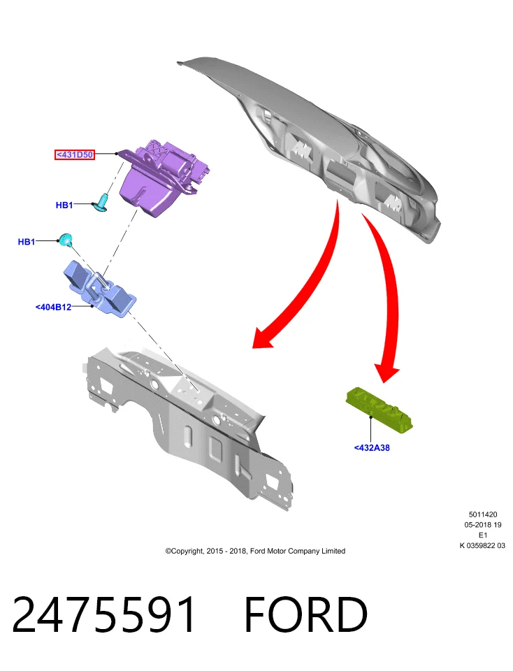 Fecho de tampa de porta-malas (de 3ª/5ª porta traseira) para Ford Puma  J2K, CF7