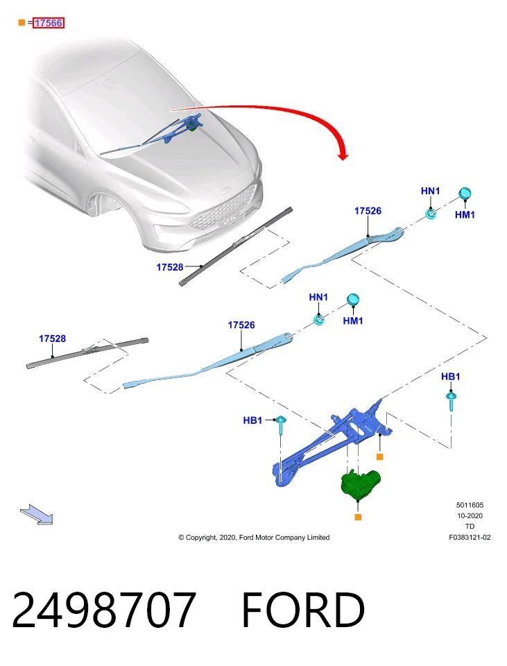 Trapézio de limpador pára-brisas para Ford Kuga III DFK