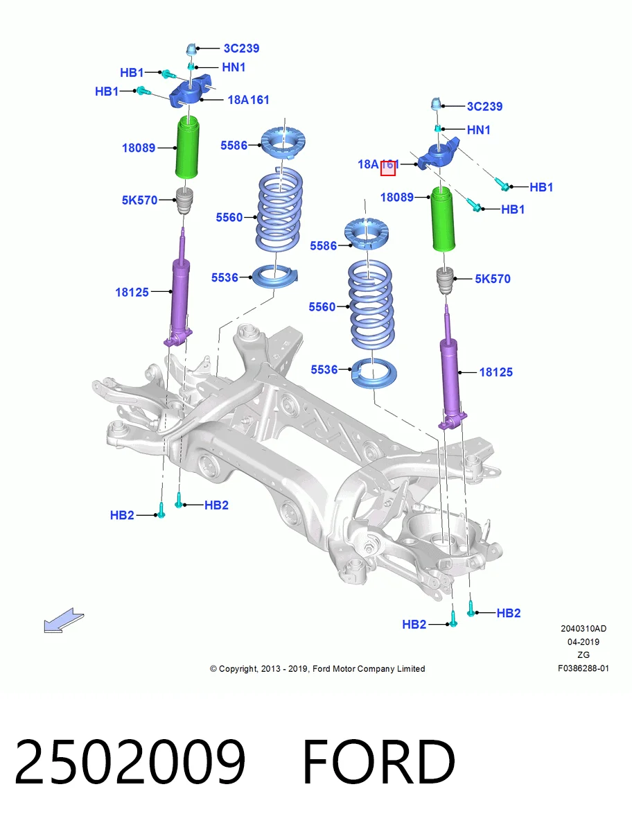 2502009 Ford Suporte de amortecedor traseiro