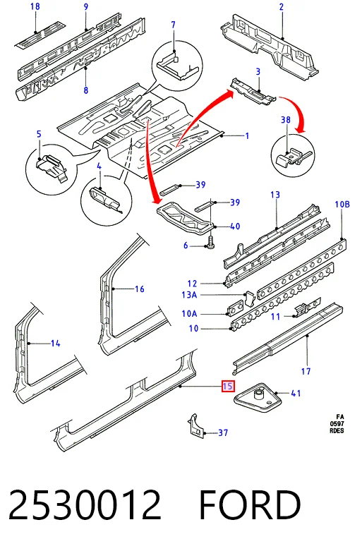 Acesso externo direito para Ford Escort VI GAL