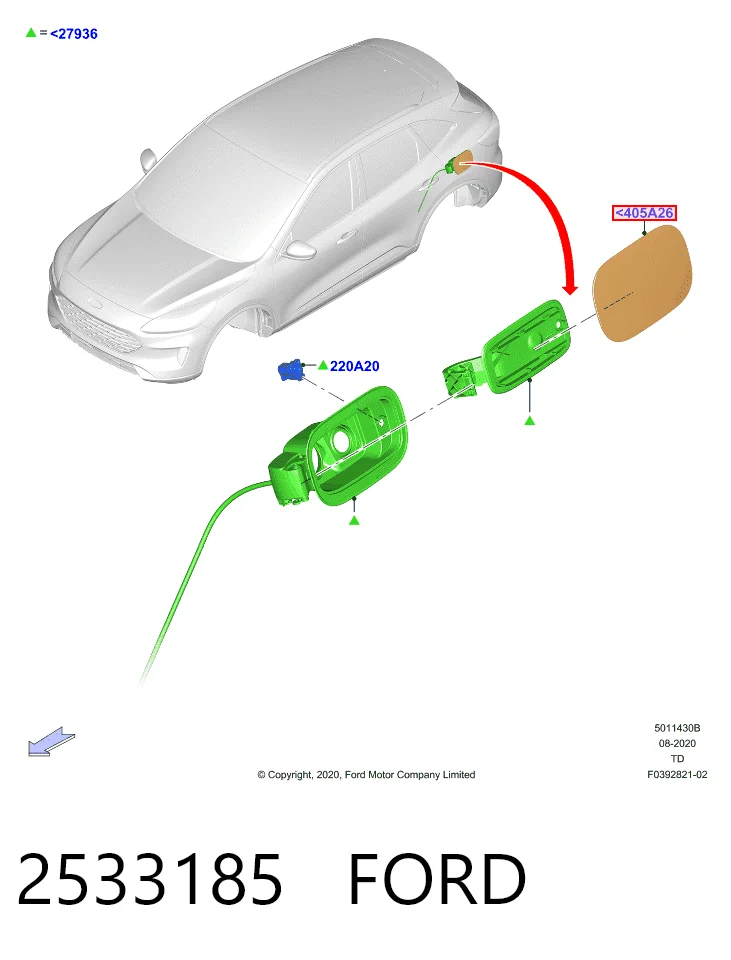 Alcapão do tanque de combustível para Ford Kuga DFK