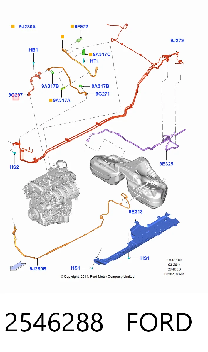 Válvula de adsorvedor dos vapores de combustível para Ford Mustang VI ZG