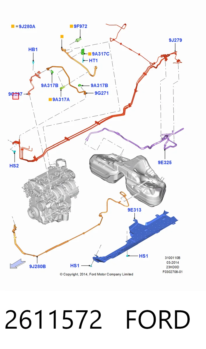 Válvula de adsorvedor dos vapores de combustível Ford Mustang VI ZG