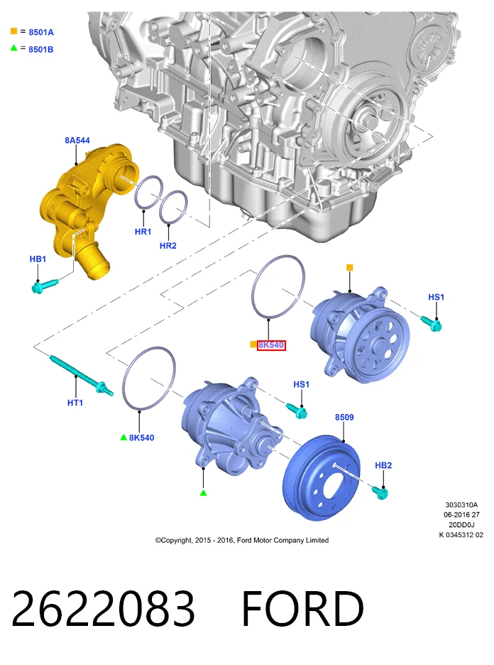 2622083 Ford Vedante de bomba de água
