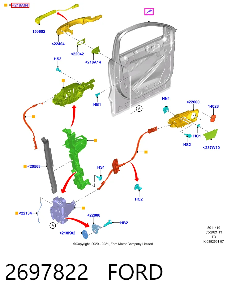 Fecho da porta dianteira esquerda Ford Kuga III DFK