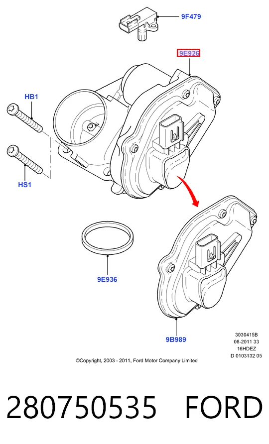 280750535 Ford Válvula de borboleta montada