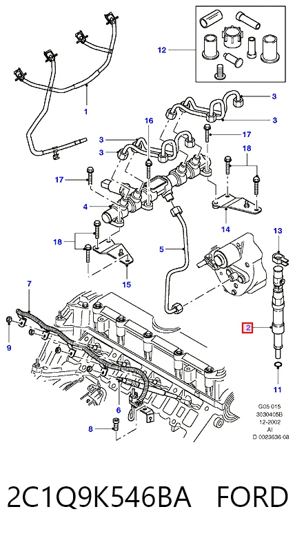 2C1Q9K546BA Ford Injetor de injeção de combustível