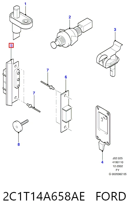 2C1T14A658AE Ford Sensor de fechamento de portas (interruptor de fim de carreira), da porta deslizante, na carroçaria