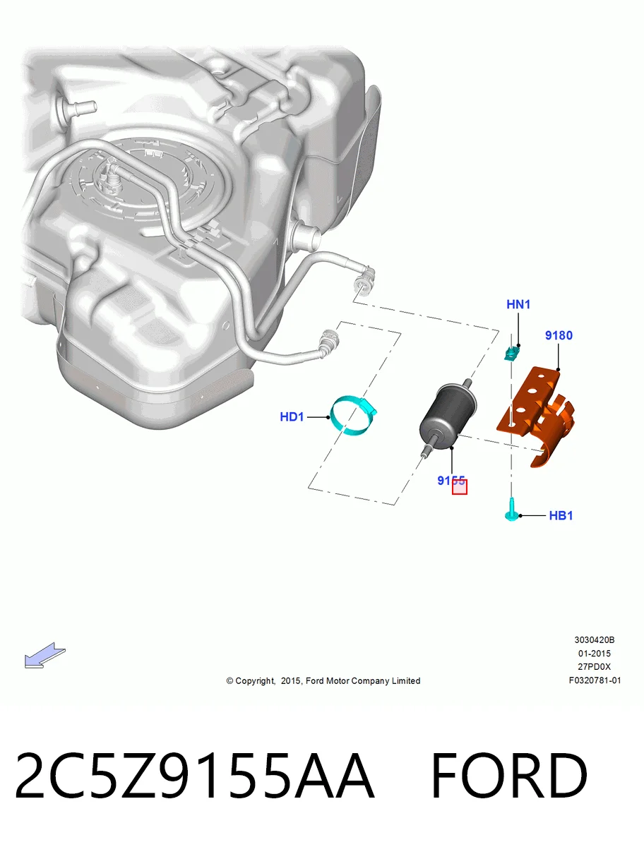 2C5Z9155AA Ford Filtro de combustível