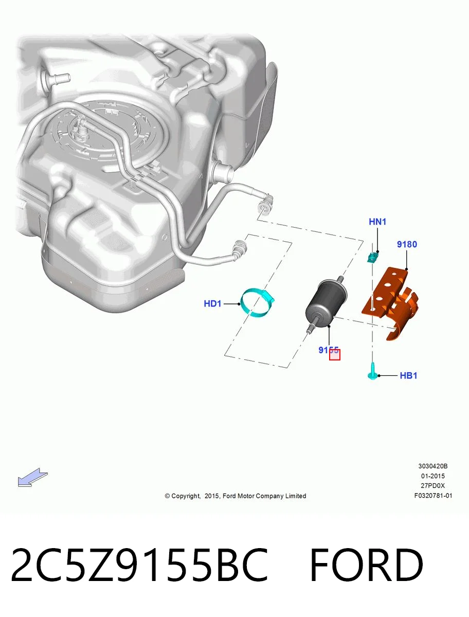 2C5Z9155BC Ford Filtro de combustível