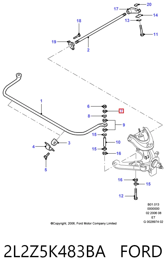 2L2Z5K483BA Ford Montante de estabilizador dianteiro