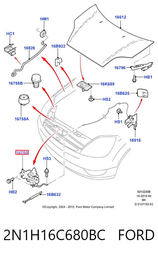  Fecho da capota Ford Fusion carrinha (JU) (2002 - 2012) 