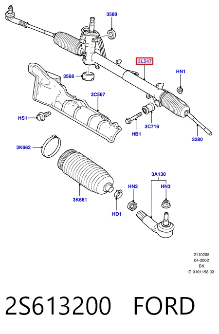 2S613200 Ford Cremalheira da direção