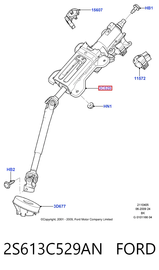 Coluna da direção para Ford Fusion  JU