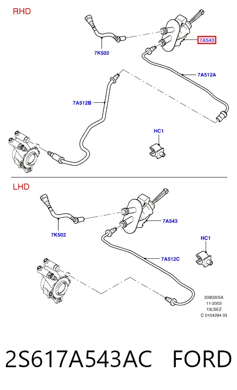 2S617A543AC Ford Cilindro mestre de embraiagem