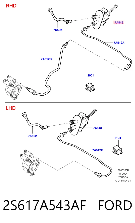 2S617A543AF Ford Cilindro mestre de embraiagem