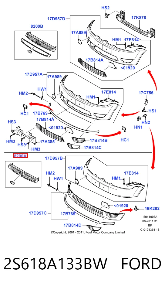 Grelha do radiador Ford Fiesta Mk5 JH, JD