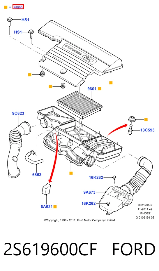 Caixa de filtro de ar para Ford Fusion  JU
