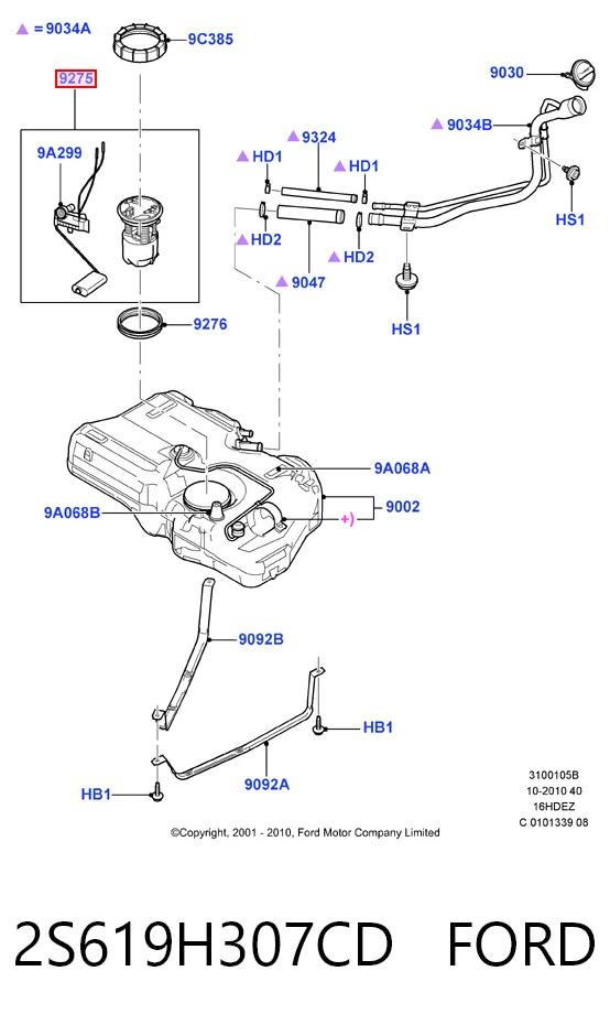 2S619H307CD Ford Módulo de bomba de combustível com sensor do nível de combustível