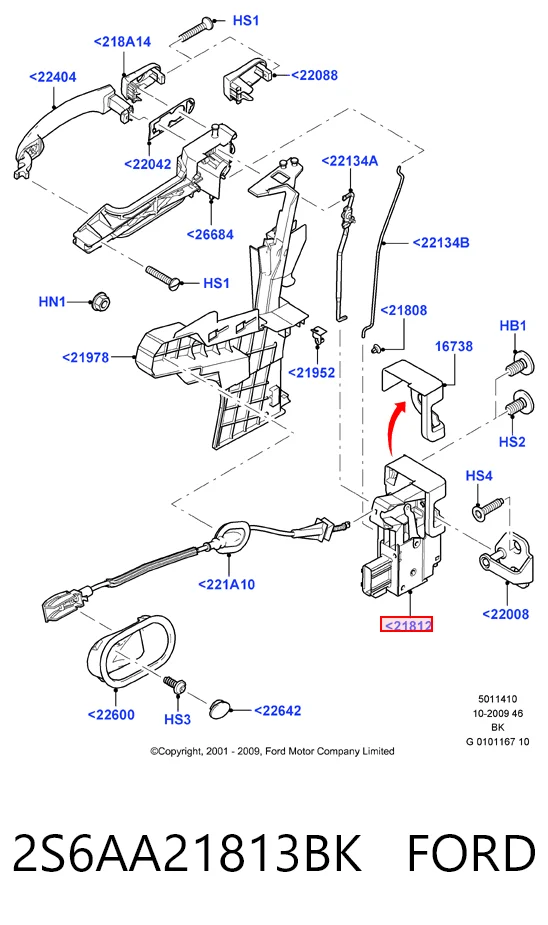 Fecho da porta dianteira esquerda para Ford Fiesta Mk5 JH, JD