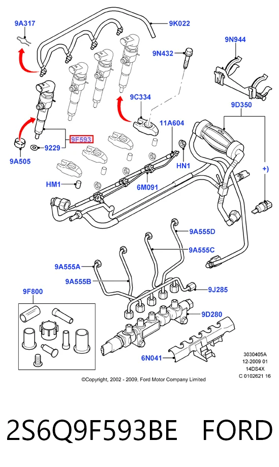 2S6Q9F593BE Ford Injetor de injeção de combustível
