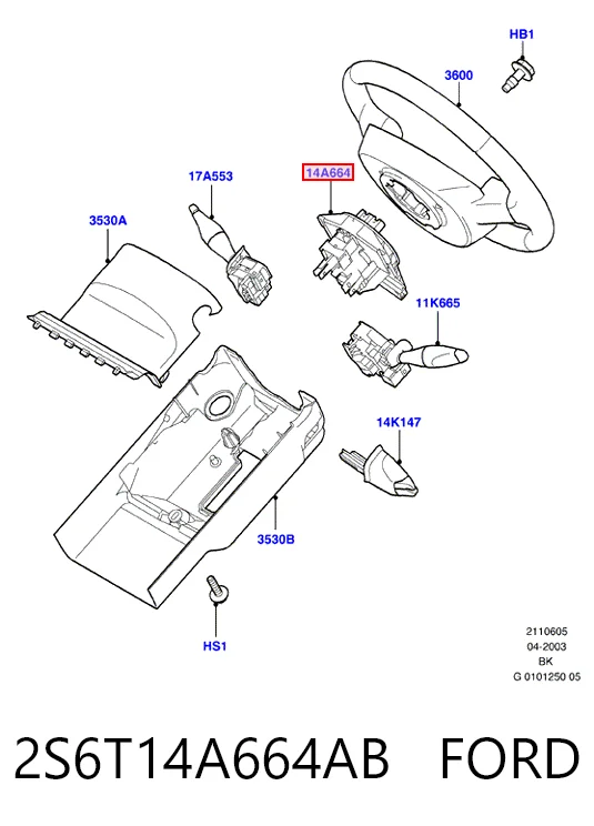 Anel AIRBAG de contato, cabo plano do volante para Ford Fiesta Mk5 JH, JD
