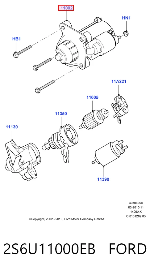 2S6U11000EB Ford Motor de arranco