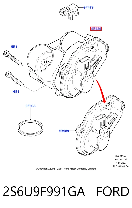 2S6U9F991GA Ford Válvula de borboleta montada