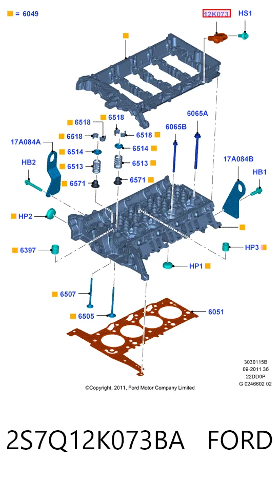 2S7Q12K073BA Ford Sensor de posição da árvore distribuidora