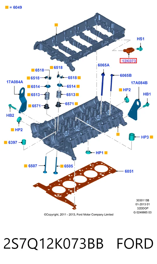 2S7Q12K073BB Ford Sensor de posição da árvore distribuidora