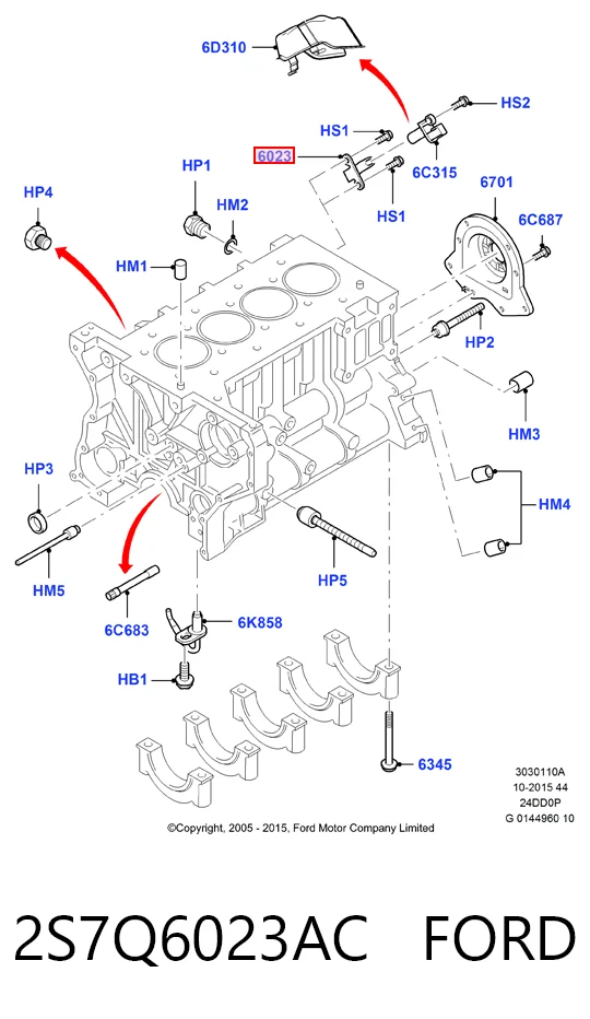 2S7Q6023AC Ford Consola de sensor de posição de cambota