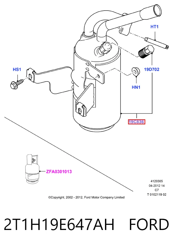 2T1H19E647AH Ford Tanque de recepção do secador de aparelho de ar condicionado