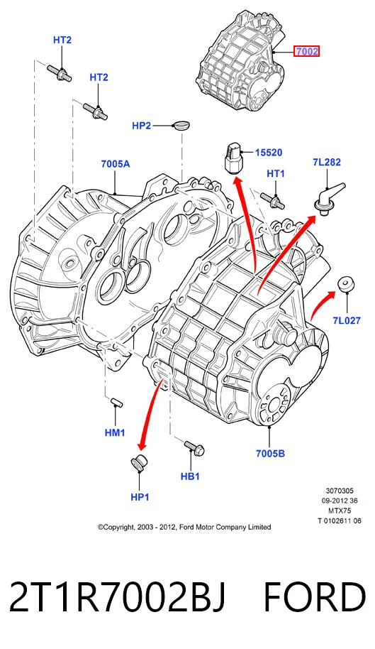  Caixa de Mudança montada (caixa mecânica de velocidades) Ford Connect сaixa (TC7) (2002 - 2013) 
