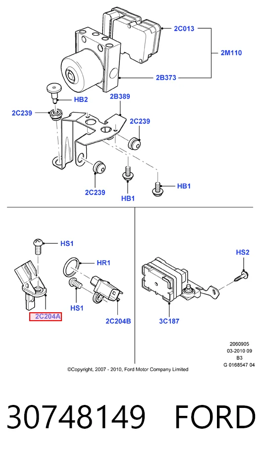 30748149 Ford Sensor dianteiro de ABS